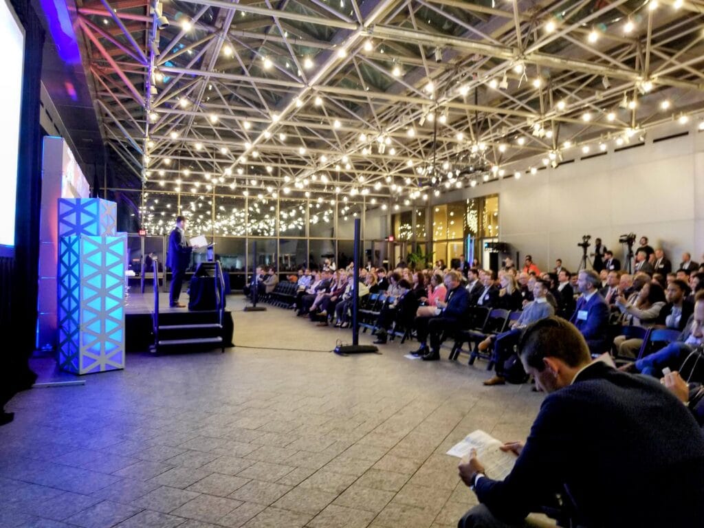 Ceremony in a large industrial venue