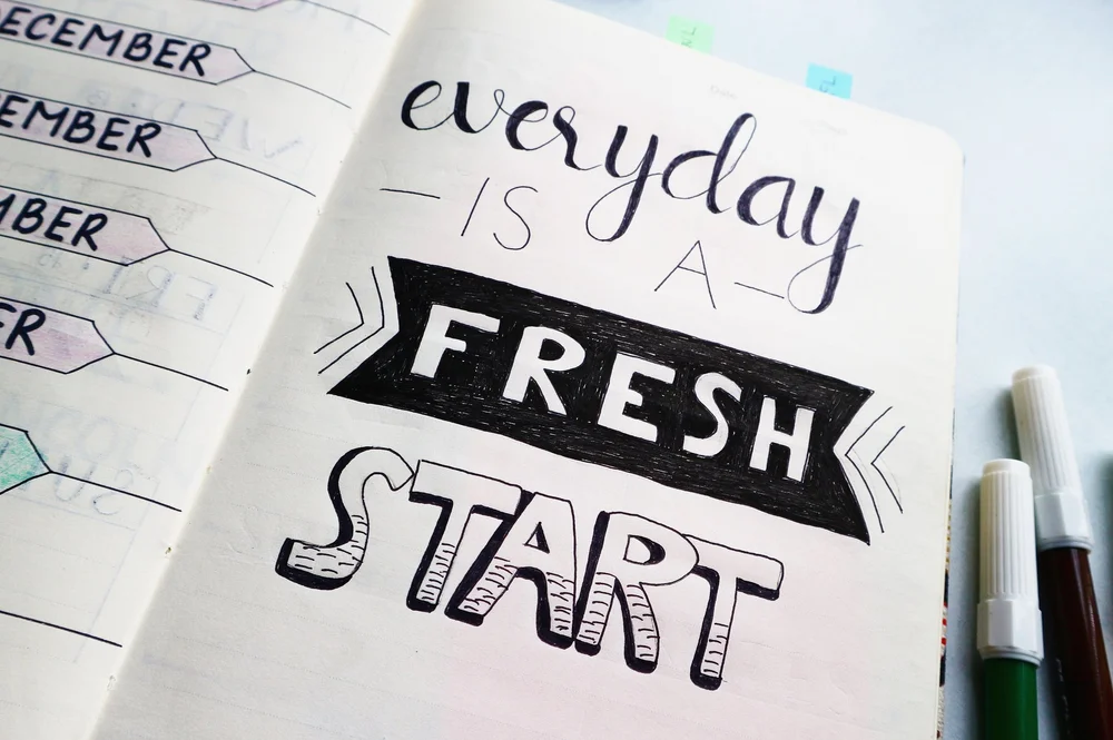 Everyday is a fresh start hand-lettered sign