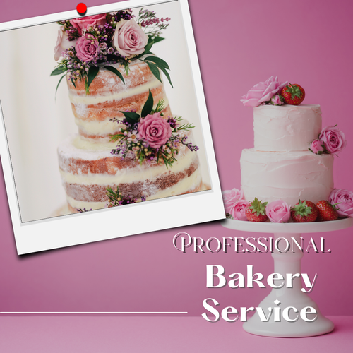 Three-tier semi-naked wedding cake decorated with fresh pink and white flowers