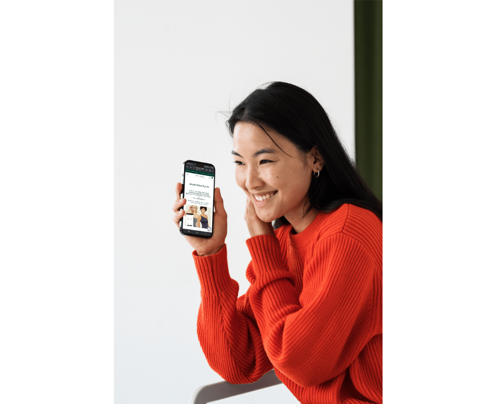 A bride using a virtual try-on app on her tablet, showcasing the importance of digital tools.