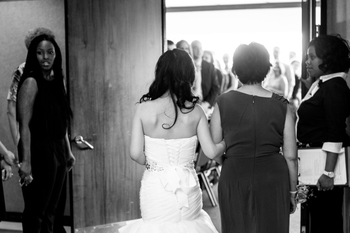 Couple walking together after their Baltimore wedding ceremony